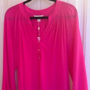 Lilly Pulitzer Elsa Silk Blouse - Parigi Pink - Brand New with Tags - Size XL
